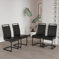 thumbnail image 3 of Set of 4 Dining Chairs, Modern Chair with PU Faux Leather Upholstered, High Backrest, C-shaped Metal Leg Supports, Office Chair for Dining Room, Club, Patio, Black, 3 of 9