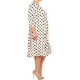 thumbnail image 3 of Women's Casual Plus Loose Fit 3/4 Sleeve Jersey Knit A-Line Big Polka Dot Midi Dress, 3 of 4