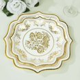 thumbnail image 4 of CUITING 25 Pack White Pink Paper Dessert Plates in Damask Floral Pattern  8” Round Disposable Salad Appetizer Plates with Scalloped Rims - 300 GSM, 4 of 11