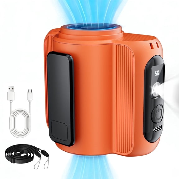 Askmuse Portable Waist Fan Rechargeable,100 Levels Personal Cooling Fan with Flashlight,Hands-Free Belt Clip Fan,Outdoor Work,Travel,Camping,Gifts for Men and Women