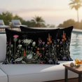 thumbnail image 4 of Spring Floral Outdoor Waterproof Pillow Covers, Black Farmhouse Botanical Watercolor Decorative Rectangle Throw Pillowcase Sofa Cushion Sham for Patio/Couch/Chair, 20"x12" 2 Pack, 4 of 8