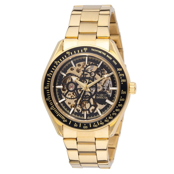 Invicta Objet D Art Men's 43mm Gold Automatic Skeleton Watch