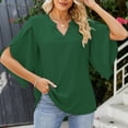 thumbnail image 4 of Summer Women's Fashion Petal Sleeve Tops Loose V-Neck Chiffon Shirt, 4 of 5