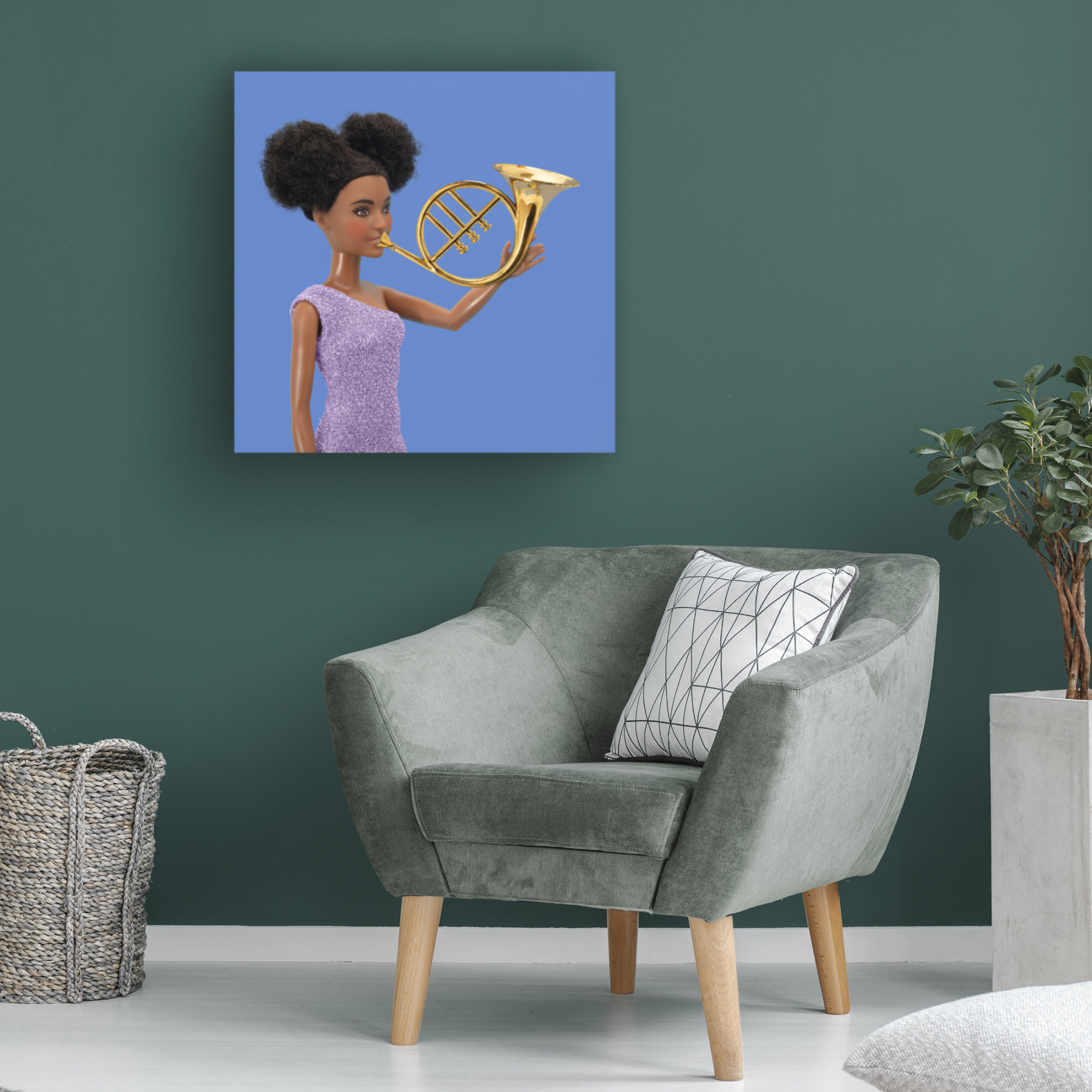 Canvas Wall Art - Julia Ramiro 'TromboiN' Wall Art for Living Room, Bedroom, or Office Décor by Trademark Fine Art - 35 x 35 Inches
