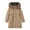 Khaki, variant on Women's Plus Size Mid-Length Parkas Winter Thicken Warm Coats with Faux Fur Hood Drawstring Zip up Long Sleeve Puffer Jackets with Pockets