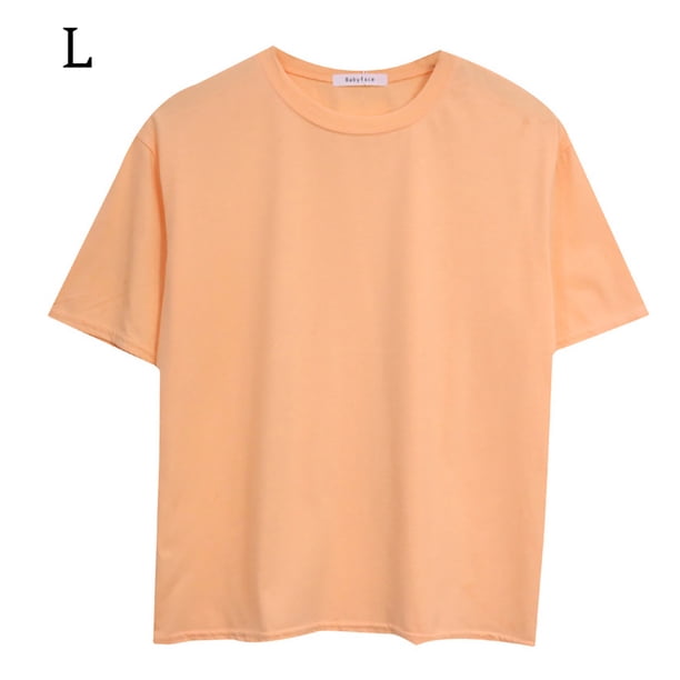Camiseta holgada mujer verano cuello redondo manga corta casual top, naranja, l kenally AP001475-23