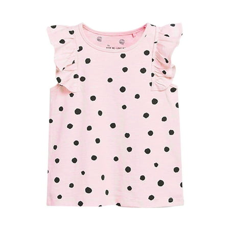 

Pedort Young Girls Tops Trendy Kids Girls Basic Shirt Short Sleeve Solid Color Doll Collar Tops Blouse Pink 120