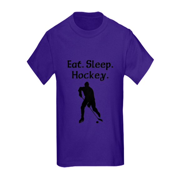 CafePress - Eat Sleep Hockey T Shirt - Kids Dark T-Shirt