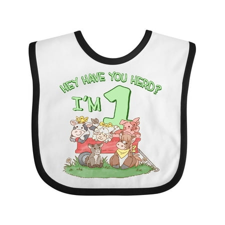 

Inktastic Hey Have You Herd I m 1 Cute Baby Farm Animals Gift Baby Boy or Baby Girl Bib
