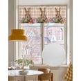thumbnail image 4 of Easter Bunny Linen Curtain Valance for Bedroom/Bathroom/Kitchen/Office/Living/Dining Room Windows, Vintage Plaid Orange Easter Eggs Rabbits Rod Pocket Topper Decorative Cafe Drapes Panel 42"x18", 4 of 6