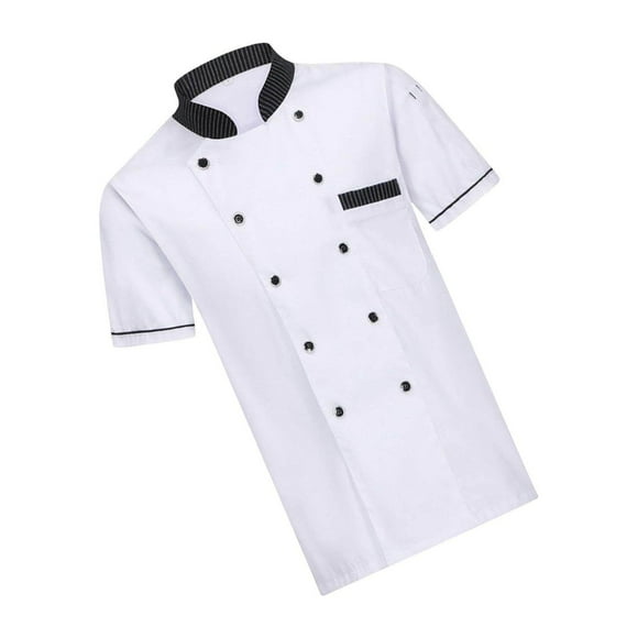 Unisex Chef Coat Jacket Catering Kitchen Short Sleeve Chef Clothes Work Clothes For Wear 3XL White