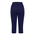 thumbnail image 5 of Pull On Capris for Women Dressy Casual Stretch Lightweight Capri Elastic High Waist Lounge Pants 2026 Summer Navy M, 5 of 8