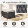 thumbnail image 5 of Planntonneo Outdoor Wicker Ottoman Set of 2, Patio Rattan Footrest Seat with Beige Cushions, Brown Wicker, 5 of 8