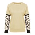 thumbnail image 3 of Trendfront Womens Color Block T Shirts With Cheetah Print Panel And Leopard Print Detail Crewneck Long Sleeve Casual Loose Fit Everyday Fall Layering Tee Tops, 3 of 4