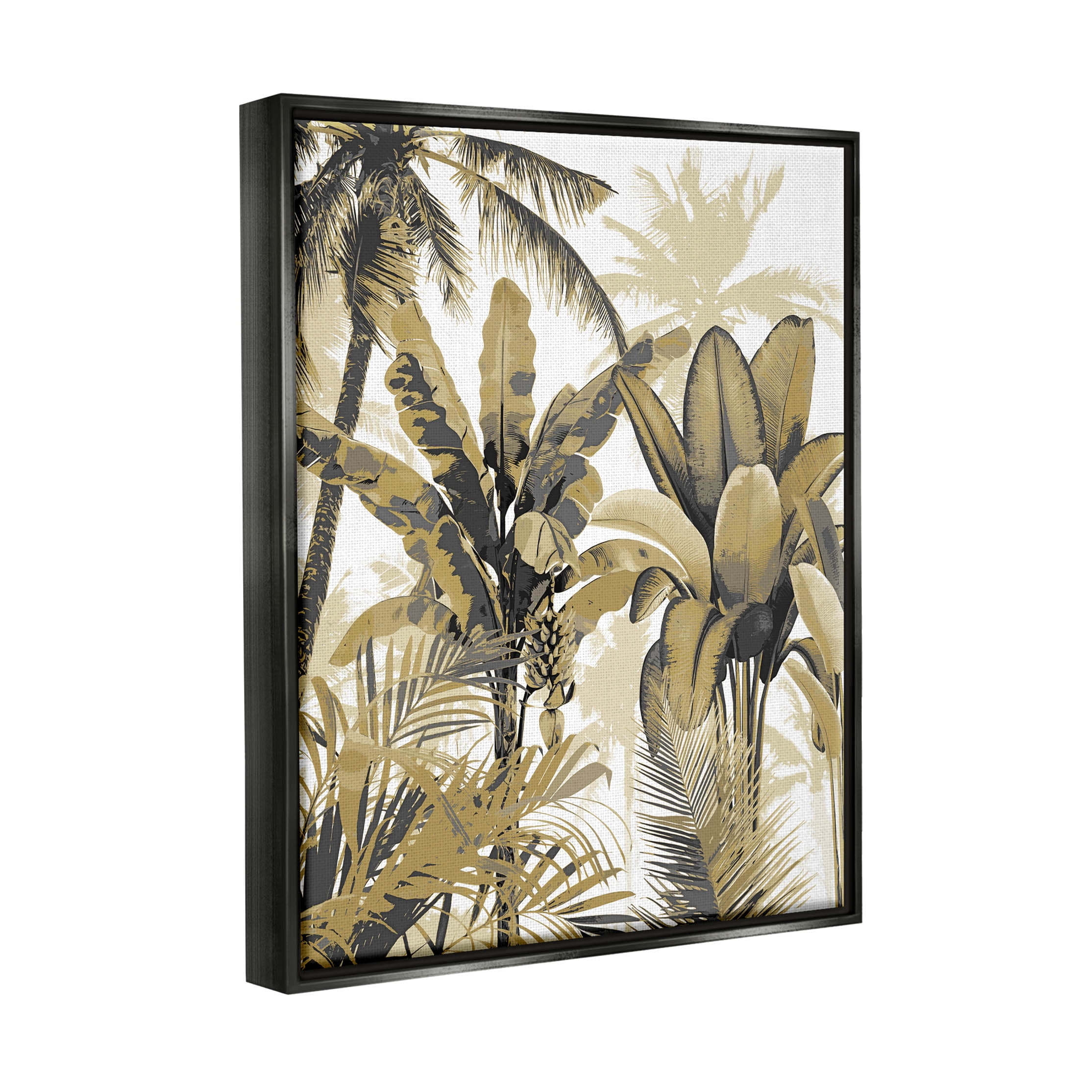 Tropical Varied Layered Palms Botanical & Floral Graphic Art Jet Black Framed Art Print Wall Art