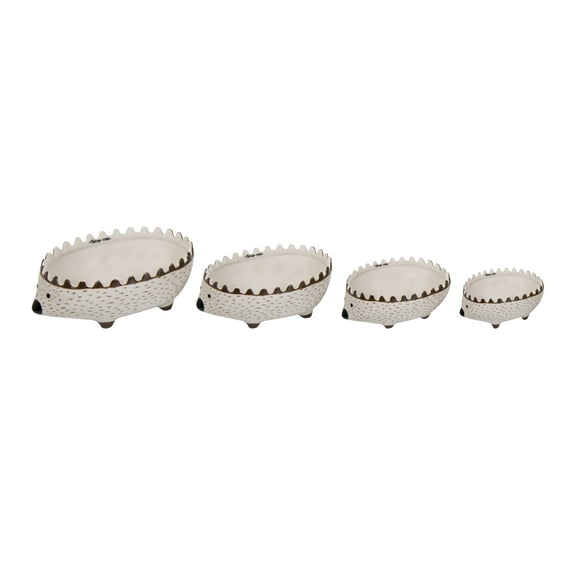 Creative Co-Op Hand Painted Stoneware Hedgehog Measuring Cups (Set of 4 Sizes)