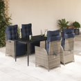 thumbnail image 1 of vidaXL 5 Piece Garden Dining Set with Cushions Grey Poly Rattan, 1 of 5