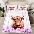 thumbnail image 2 of Feelyou Highland Cow Full Size Sheets, Dreamy Purple Rose Flower Bed Sheets, Rustic Animal Sheet Sets, Breathable Home Decor, 4pcs, 2 of 7