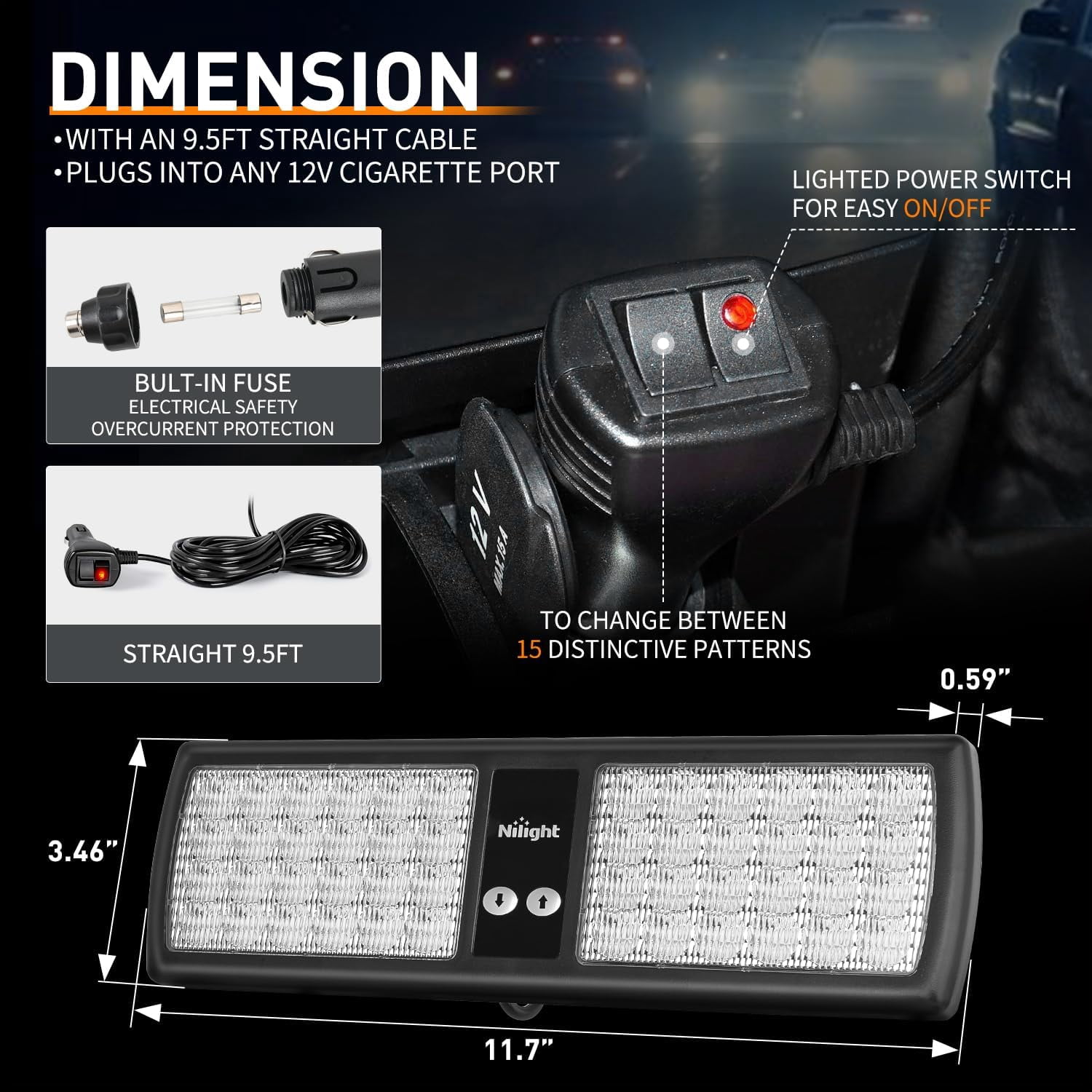 Nilight Blue 48Led Strobe Lights Interior Windshield Emergency Warning Lights for Truck