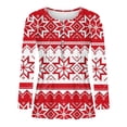 thumbnail image 2 of Long Sleeve Tee Shirt Ladies Festival New Years Outfit Henley Neck Trendy Snowflake Print Christmas Holiday Tops (XX-Large, Red 06), 2 of 4