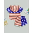 thumbnail image 4 of Bagilaanoe 4th of July Clothes for Toddler Baby Boys Short Sleeve Stars Stripes Print Hoodie Tops + Shorts 6M 12M 18M 24M 3T Kids Independence Day Outfits 2pcs Short Pants Set, 4 of 9