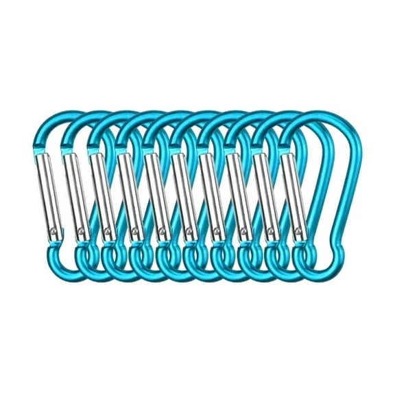 10x Small Light Blue Carabiner Push Spring Snap Clip Backpack Keychain Ring 1.5"