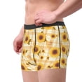 thumbnail image 2 of Yiaed Coffee Plaid Sunflower Print Men's Soft Cotton Boxer Shorts Breathable Boxers Underwear Moisture-Wicking Underwear Stretch Boxer Briefs for Man-XX-Large, 2 of 5
