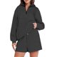 thumbnail image 1 of Women Hoodie Set Plain Pockets Long Sleeve Short Pants Casual Comfortable 2 Pieces Sweatshirt Outfits for Daily Work Dark Gray L, 1 of 4