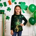 thumbnail image 2 of Tauxra Chandail de la Saint-Patrick pour Adultes, T-Shirt à Manches 3/4 Imprimé Col Rond, T-Shirt Graphique Trèfle Décontracté à Manches Longues pour Activités Festives, 2 of 6