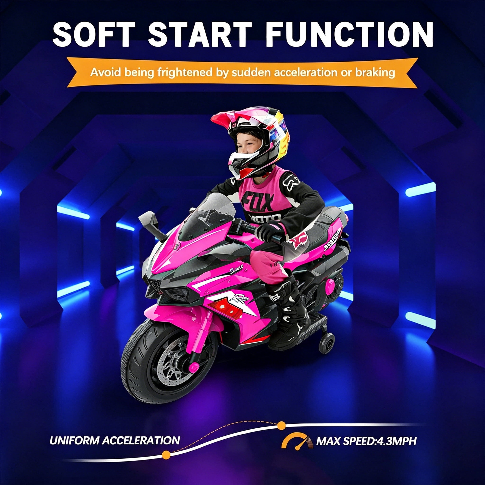 ZOGYMOZ 12V Kids Motorcycle, Electric Dirt Bike, Powered Ride ons Toys with LED Lights, Bluetooth Music