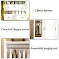 thumbnail image 3 of JassmiPkwy 3-Door Armoire Wardrobe Closet with Mirror, LED Light, Storage Cubes, Hanging Organizer, White, 3 of 10
