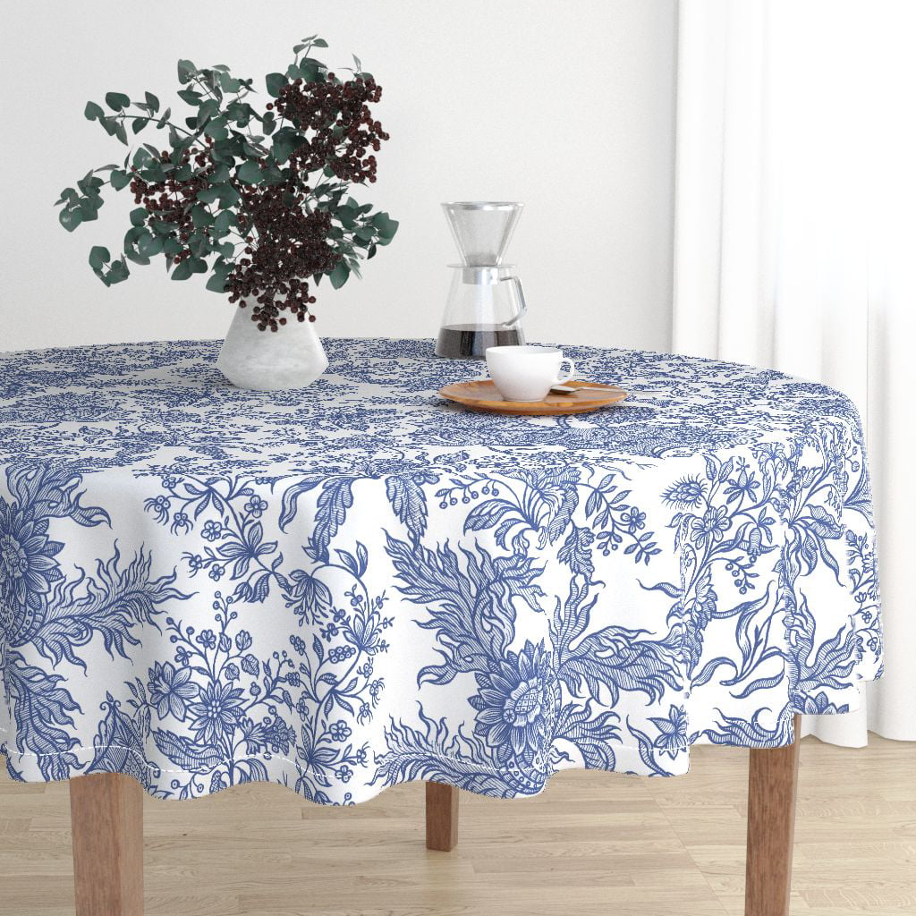 Collection 99+ Pictures Blue And White Floral Table Cloth Latest