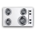 thumbnail image 3 of Summit WEL05 30"" Coil Electric Cooktop With 4 Coil Elements Porcelain Enamel Surface Recessed Top Chrome Drip Bowls 230V Electric Cooktop In White, 3 of 4