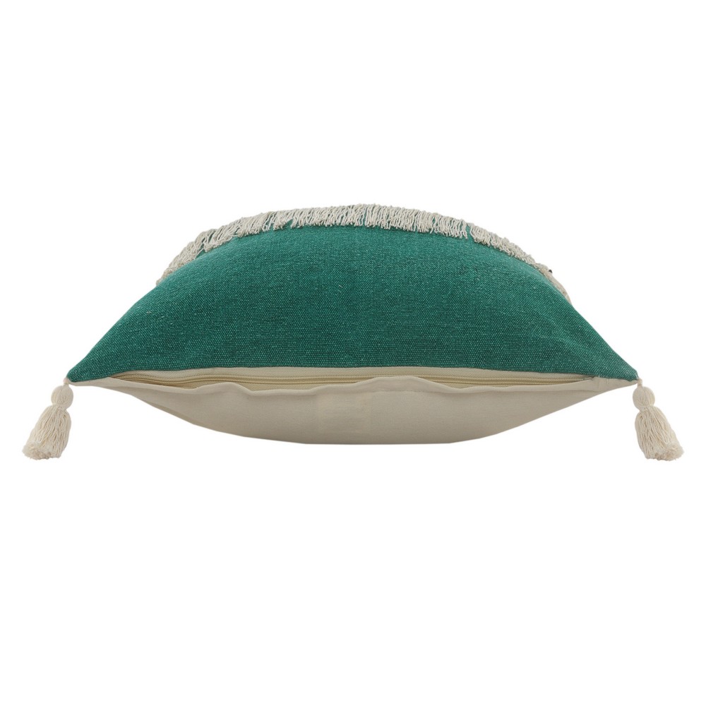 Ox Bay 20" x 20" Green/ White Color Block Organic Cotton Pillow Cover