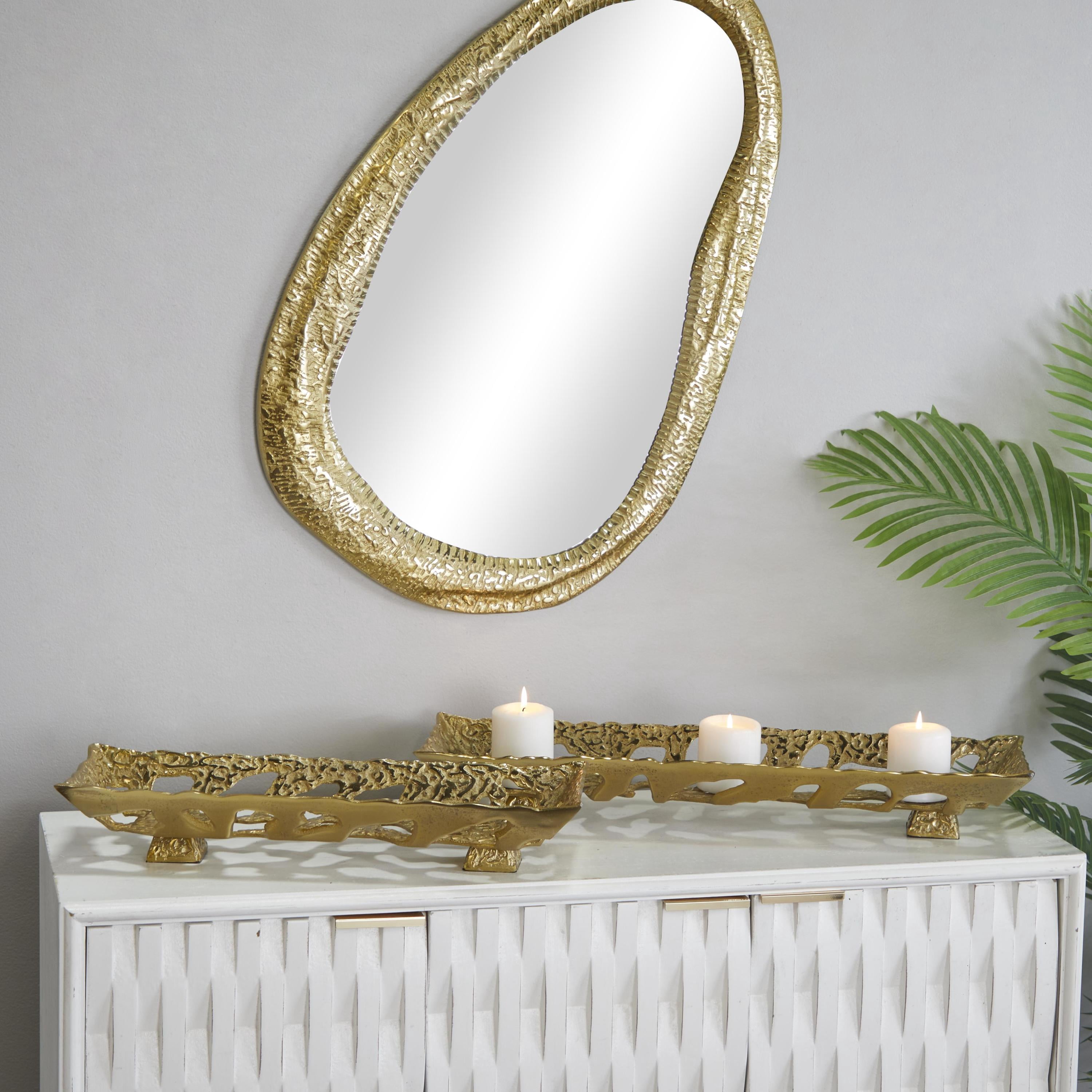 DecMode 29", 23"W Gold Aluminum Metal Tray, 2-Pieces