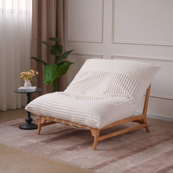 The Magic Home 47.24" Oversized Accent Chair Sofa Recliner Chaise, Beige