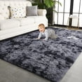 thumbnail image 7 of YJ.GWL 3x5ft Tie Dye Shag Area Rug For Living Room Bedroom,Shaggy Carpet For Home Decor,Dark Gray, 7 of 7