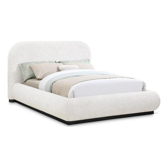 Pemberly Row Modern / Contemporary Cream Boucle Fabric Full Bed