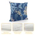 thumbnail image 4 of Decorative Pillow Cover 100% Cotton Square Washable Cushion Covers with Invisible Zipper for Couch, Bedroom, Home, Feuillage - Air Force Blue - Spring/Summer, 4 of 5
