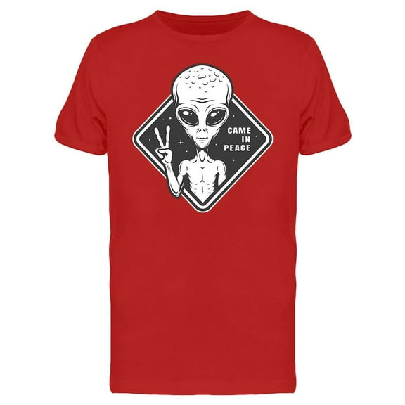 Alien Showing Peace Sign T-Shirt Men -Image by Shutterstock, Male 3X-Large