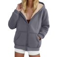 thumbnail image 2 of Hoodies for Women Winter Fleece Full Zip Up Thick Sherpa Lined Warm Casual Fashion Pocket Hooded Sweatshirts Coat, 2 of 4