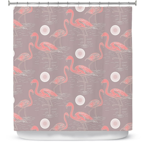Shower Curtains 70" x 84" from DiaNoche Designs by Yasmin Dadabhoy - Flamingo 3 Brown