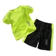thumbnail image 2 of Babcutegg Boys Short Shirt and Shorts Set Baby Summer T-Shirt and Pants Sets Quick Drying Solid Color Tight Round Neck Athletic Outfit Set Yellow Size 8 Years, 2 of 3