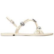 Tory Burch Women's Multi Strap Leather Sandal (New Ivory / Silver)
