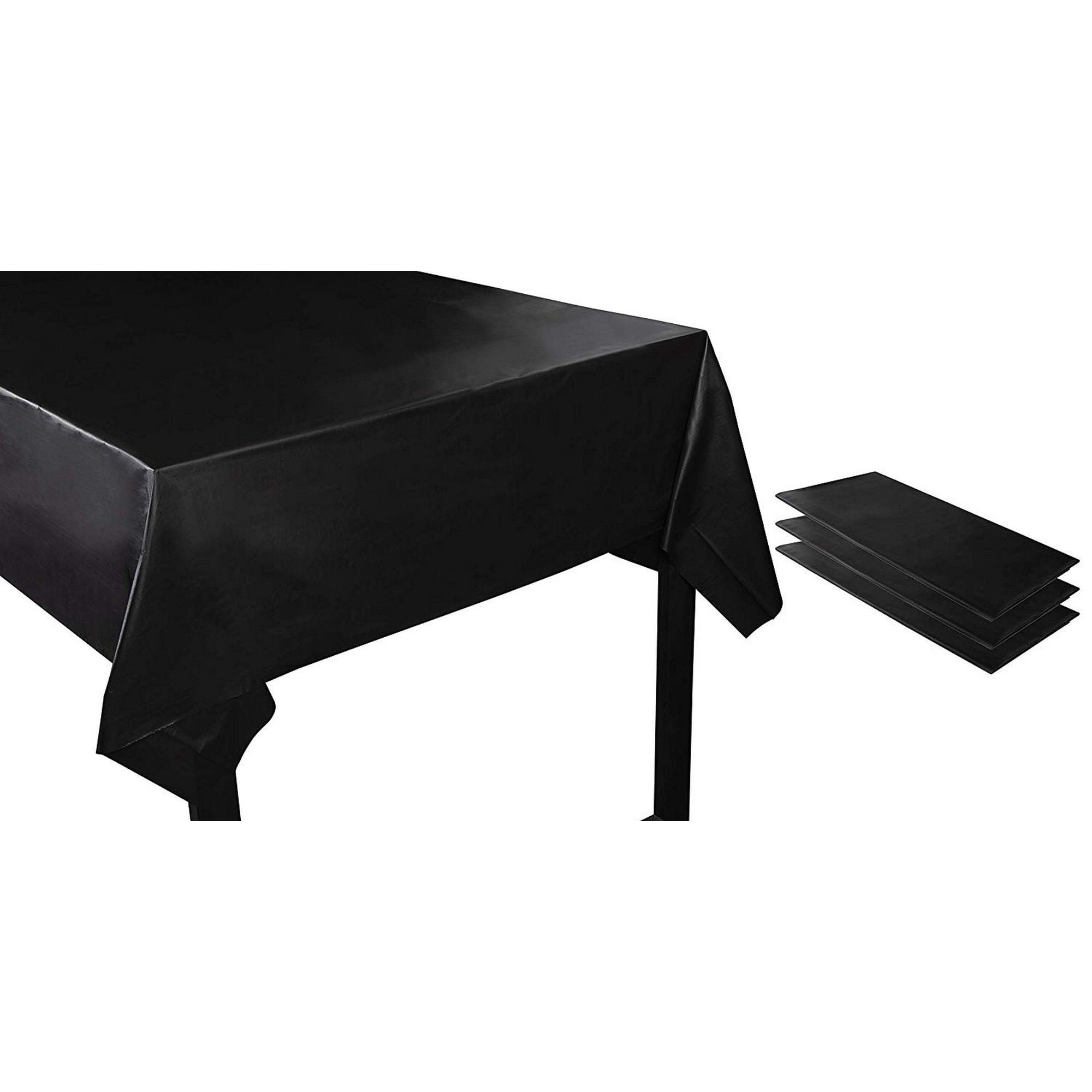 Black 2 Plastic Rectangular Tablecloths 54X 108 Table Cover