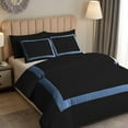 thumbnail image 3 of DNG Creations 5 Piece Full Black And Medium Blue Border Line Pattern Duvet Cover - 100% Egyptian Cotton, 800 Thread Count ( Full/Queen ), 3 of 5