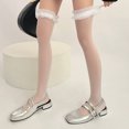 thumbnail image 5 of Dots Print Over Knee Socks Elastic Nylon Hosiery Romantics Ruffle Lace Trim Accent Sheer Thigh High Stockings For Women, 5 of 8