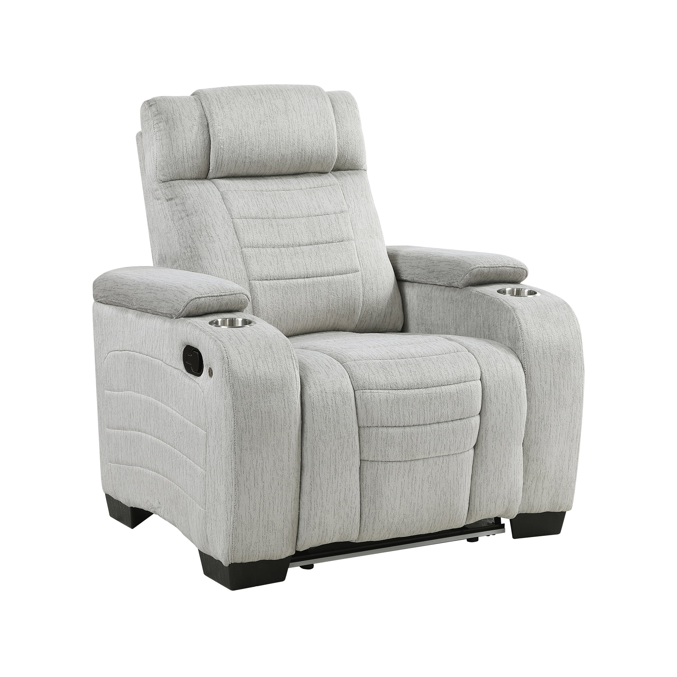 OakvillePark Valehaven Microfiber Manual Recliner with Arm Storage, Light Gray