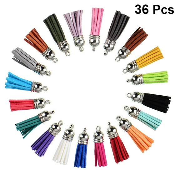 36 Pcs Keychain Tassels Gold Pendant Accessories Handmade