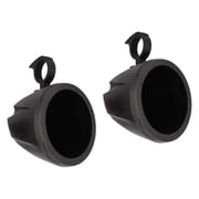 Pair (QTY 2) of Enrock 6.5 120 Watt Peak Power 2-Way Marine Audio White Boat Speakers with MultiColor RGB LED Lighting, 2x 6.5 Black Unloaded Speaker Pods, 50ft Wire
